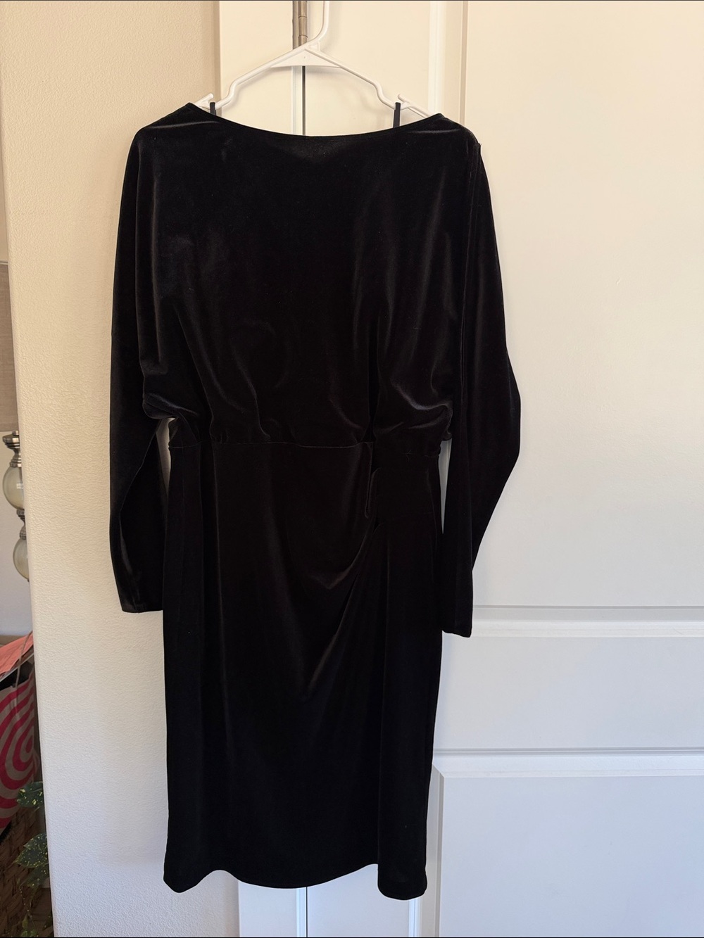 Ralph Lauren Black Velvet Long Sleeve Knee-Length Dress
